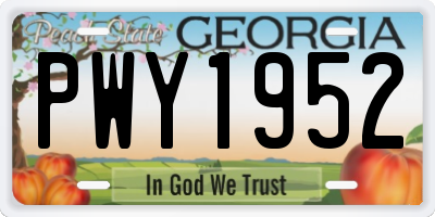 GA license plate PWY1952