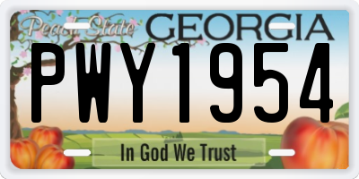 GA license plate PWY1954