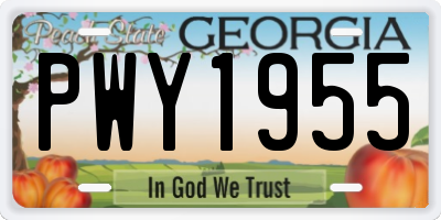 GA license plate PWY1955