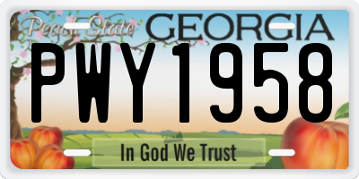 GA license plate PWY1958