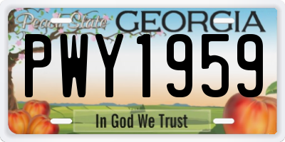 GA license plate PWY1959