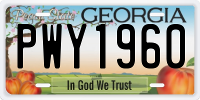 GA license plate PWY1960