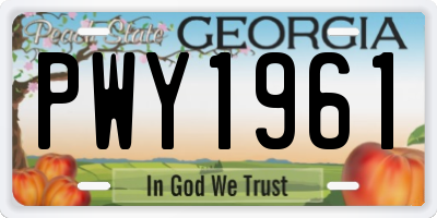 GA license plate PWY1961