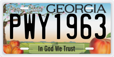 GA license plate PWY1963