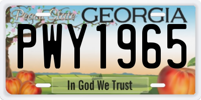 GA license plate PWY1965