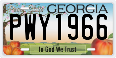 GA license plate PWY1966