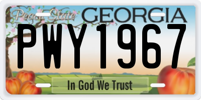 GA license plate PWY1967
