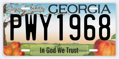 GA license plate PWY1968