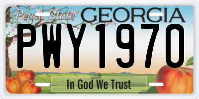 GA license plate PWY1970