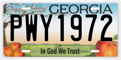 GA license plate PWY1972
