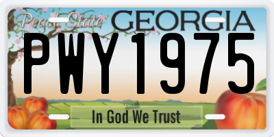 GA license plate PWY1975