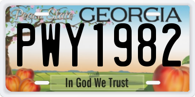 GA license plate PWY1982