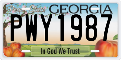 GA license plate PWY1987