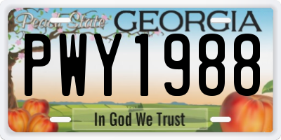 GA license plate PWY1988