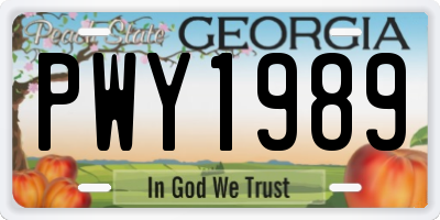 GA license plate PWY1989