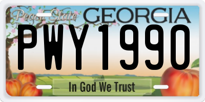 GA license plate PWY1990