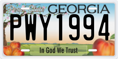 GA license plate PWY1994