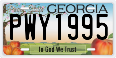 GA license plate PWY1995