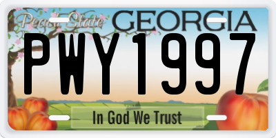 GA license plate PWY1997