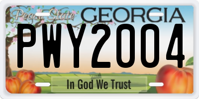 GA license plate PWY2004