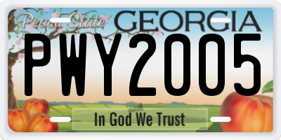 GA license plate PWY2005