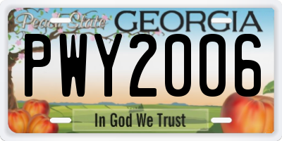 GA license plate PWY2006