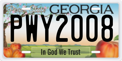 GA license plate PWY2008