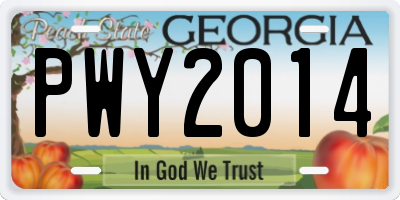 GA license plate PWY2014