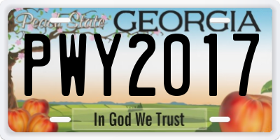 GA license plate PWY2017