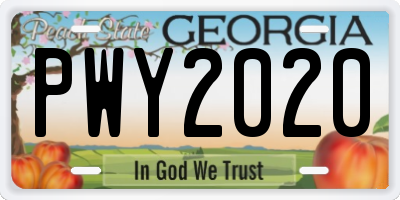 GA license plate PWY2020