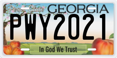 GA license plate PWY2021