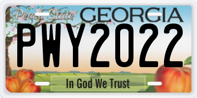 GA license plate PWY2022