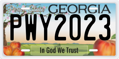 GA license plate PWY2023