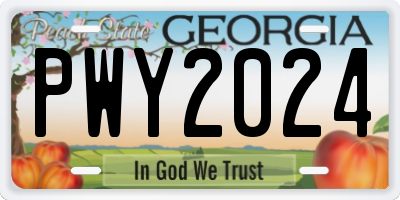 GA license plate PWY2024