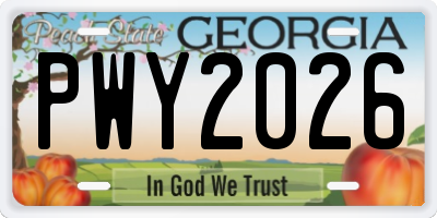 GA license plate PWY2026