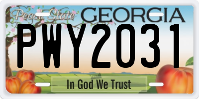 GA license plate PWY2031