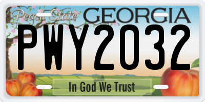 GA license plate PWY2032