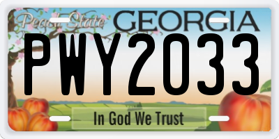 GA license plate PWY2033