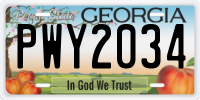 GA license plate PWY2034