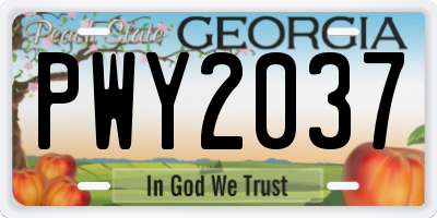 GA license plate PWY2037