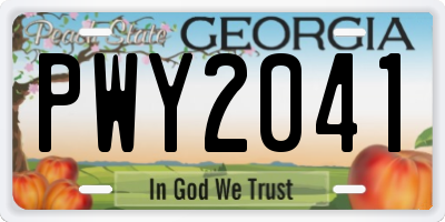 GA license plate PWY2041