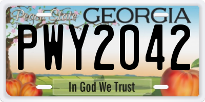 GA license plate PWY2042