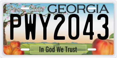 GA license plate PWY2043