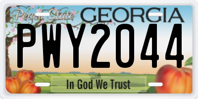 GA license plate PWY2044