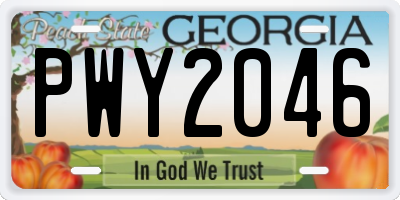 GA license plate PWY2046