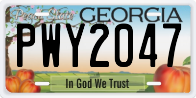 GA license plate PWY2047