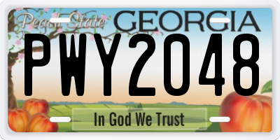 GA license plate PWY2048