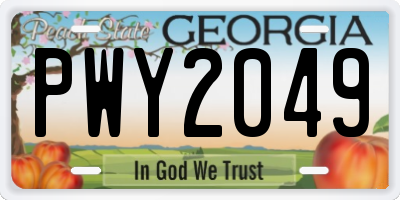 GA license plate PWY2049