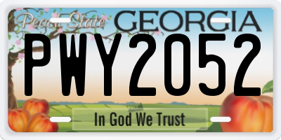GA license plate PWY2052