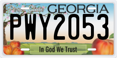 GA license plate PWY2053